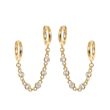 Load image into Gallery viewer, DOUBLE CHAIN MINI HOOPS