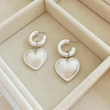 Load image into Gallery viewer, HEART SILVER HOOPS