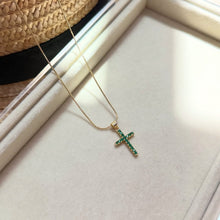 Load image into Gallery viewer, GREEN CROSS NECKLACE